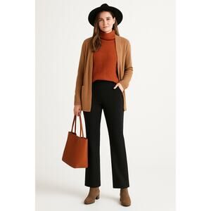 Womens Small Black Pull On Straight Leg Pants Stretch 30.5 Inseam Fall Style